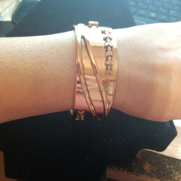 VINTAGE RENOIR COPPER HINGED BRACELET RARE FLORAL - Picture 2 of 4